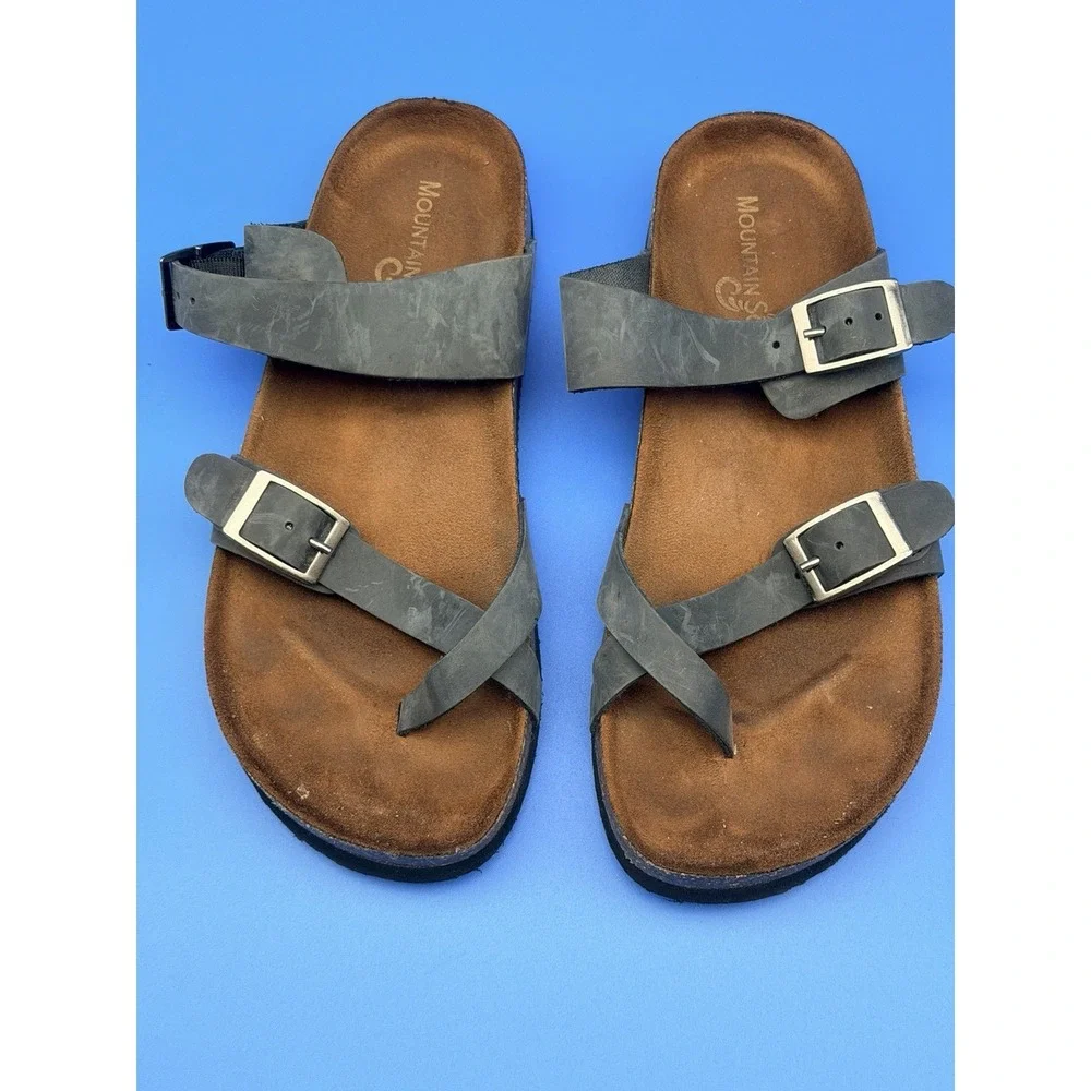 Mountain Sole Women's 8 EU 39.5 Gray Toe Loop Buckle Comfort Sandals